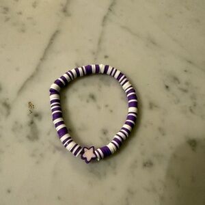 Purple and White Beaded Bracelet